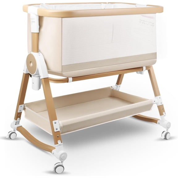 suihuooo 4 in 1 Baby Bassinet Bedside Sleeper, Height Adjustable, Easy Folding,White