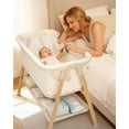 thumbnail image 1 of suihuooo Baby Bedside Bassinet Sleeper with Mattress, Storage Basket and 4 Auto-Lock Wheels, Full-Mesh Sides, Mini Crib for Babies Newborn,Beige, 1 of 7