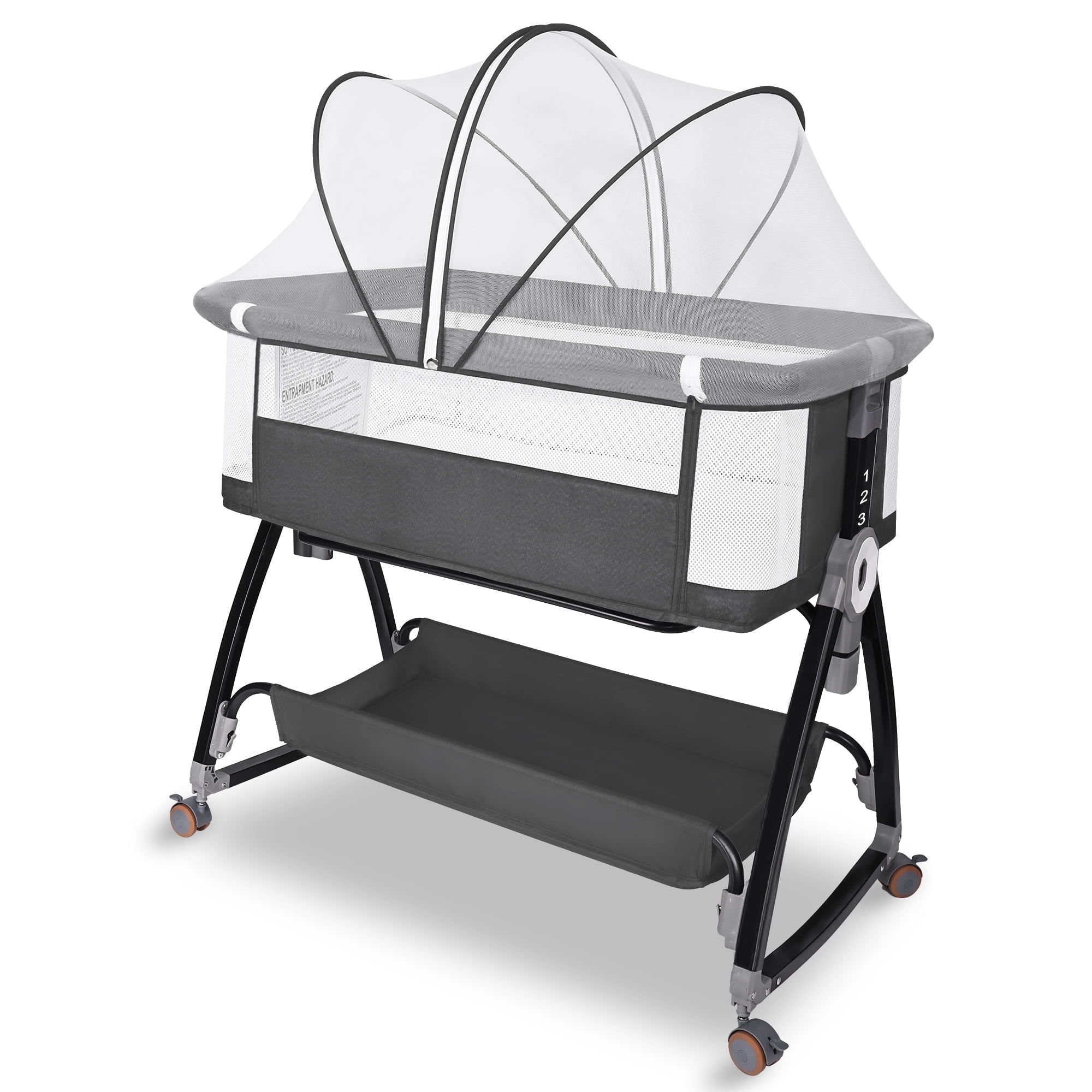 Walmart discount codes: Baby Bassinet, HDJ Baby Bedside Sleeper Bassinet with Storage Basket for Infant, Bedside Crib for 0-6 Months, Dark Gray
