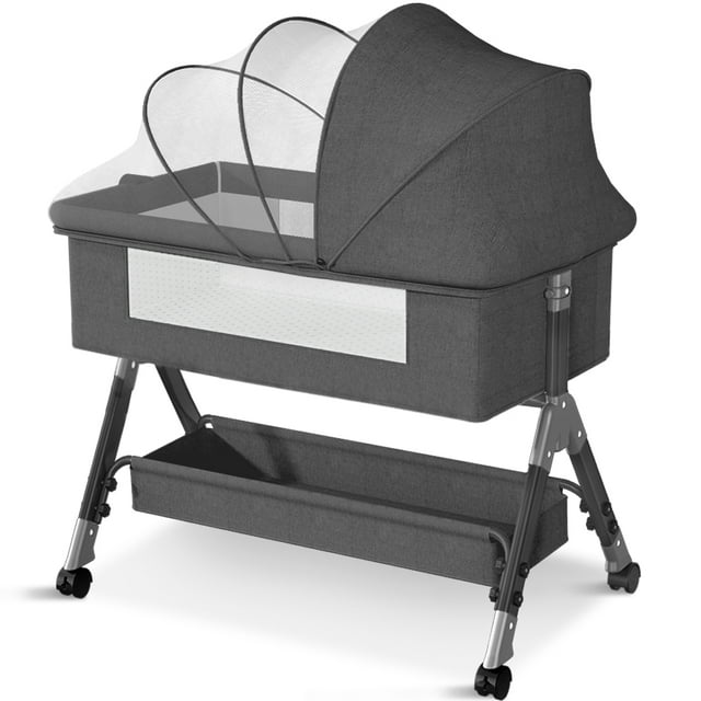 Baby HDJ Bedside Sleeper with Storage Basket for Infant, Bedside Crib for 06