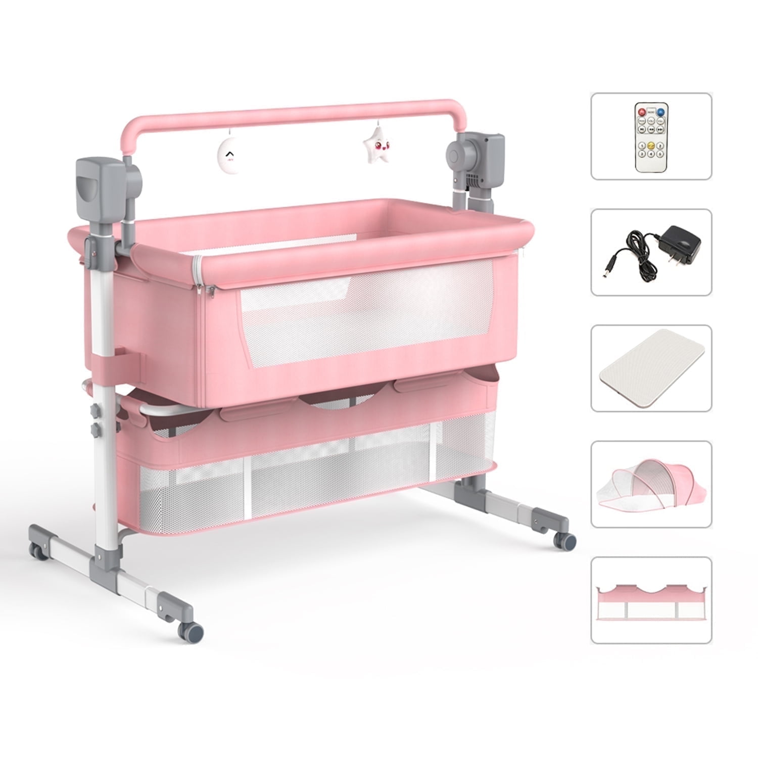 Baby Bassinet Newborn Bedside Sleeper Rocking Crib Folding Portable ...