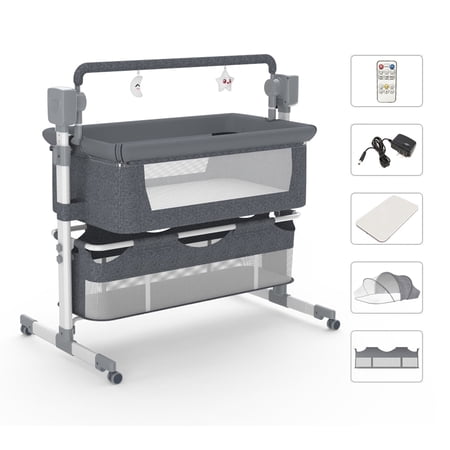 Baby Bassinet Newborn Bedside Sleeper Automatic Rocking Travel Baby Co-Sleeper Infant Cradle