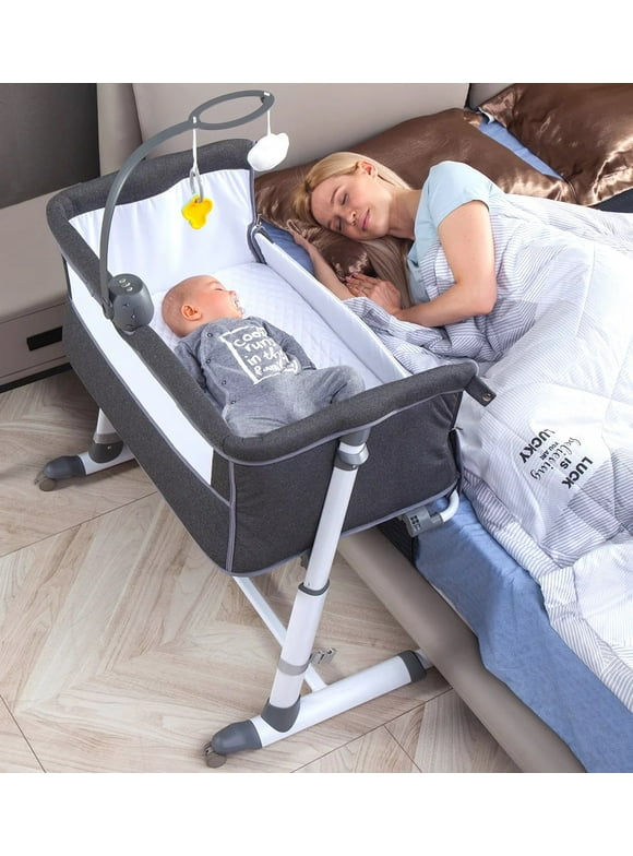 Baby Bassinet, RONBEI Bedside Sleeper Baby Bed Cribs, Newborn Baby Crib| Built-in Wheels