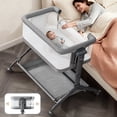 thumbnail image 1 of Baby Bassinet, Roacking Bassinet for Baby, Bedside Sleeper with Breathable Full-Mesh and Mattress, 6 Height Adjustable, Portable Bedside Crib for Infants, Grey, 1 of 9