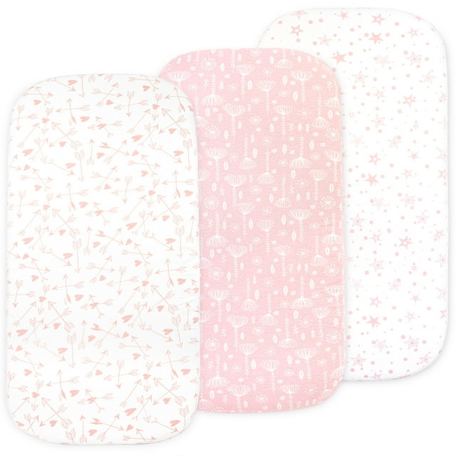 Pink Baby Jersey Cotton Sheet Set Pack of 3, Fit for Oval