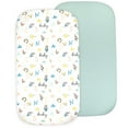 thumbnail image 1 of Baby Bassinet Sheet Set for Boy and Girl, 2 Pack Organic Cotton Universal Fitted Bedding Cover for Oval, Hourglass & Rectangle Bassinet Mattress, Fitted Sheets Size 32 x 16 x 4 Inches, 1 of 5