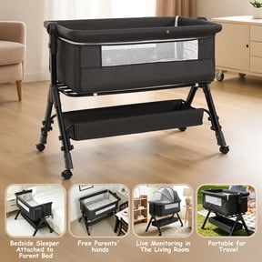 Poit Baby Bassinet Sleeper, Adjustable Bedside Sleeper, Lightweight and Convenient for 0-18 Months, Dark Gray