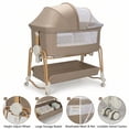 thumbnail image 1 of suihuooo 4-in-1 Rocking Baby Bassinet with Wheels and Storage Basket 7 Height Adjustable Mosquito Net for Newborn,Khaki, 1 of 7