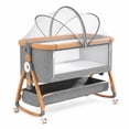 thumbnail image 1 of Chastar Bassinet, Foldable Bedside Bassinet with 6 Adjustable Heights and Mesh Panels, for Newborns, Gray, 1 of 8