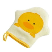 Baby Bath Mitt Ducky Puppet Washcloths Kids Wash Gloves Bath Sponge Body Scrub for Toddler Cartoon Duck Print Baby Soft Cotton Bath Shower Exfoliating Rubbing Towel Glove