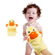 Baby Bath Mitt Kids Bath Towel Washcloths,Baby BathToys Bath Sponge Body Scrub for Toddler(Yellow Duck)