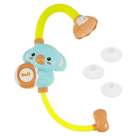 Baby Bath Shower Head Cute Elephant Toddler Bathtub Sprayer Toy with 3 Suction Cups Adjustable Shower Sprinkler Toy for Toddlers Boys Girls