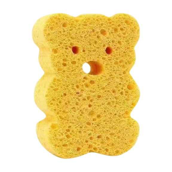 Baby Bath Sponge - Orange Teddy Bear Design, Soft & Absorbent For Gentle Cleansing - Infants, Toddlers, Kids, Bath Time, Shower Routine