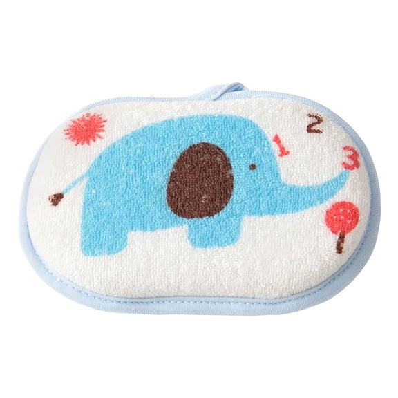 Baby Bath Sponge Pad, Soft Gentle Exfoliating Bath Scrubber, Cute Elephant Pattern 1 Pack Bath Washer, for Newborn Infant Toddler Kid Daily Shower Bathing Cleansing Use