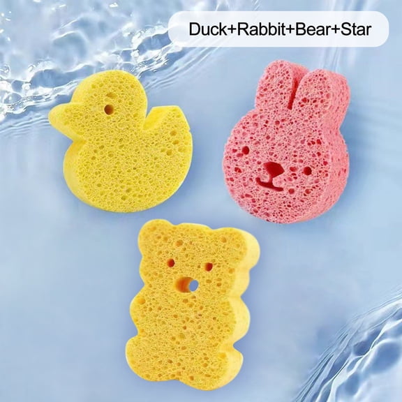 Baby Bath Sponges Animal Shape Natural Kids Bath Sponges For Babies Gentle On Newborn And Toddler Skin, Natural Material Non-Toxic Soft And Absorbent For Safe Bathing, Cute Animal