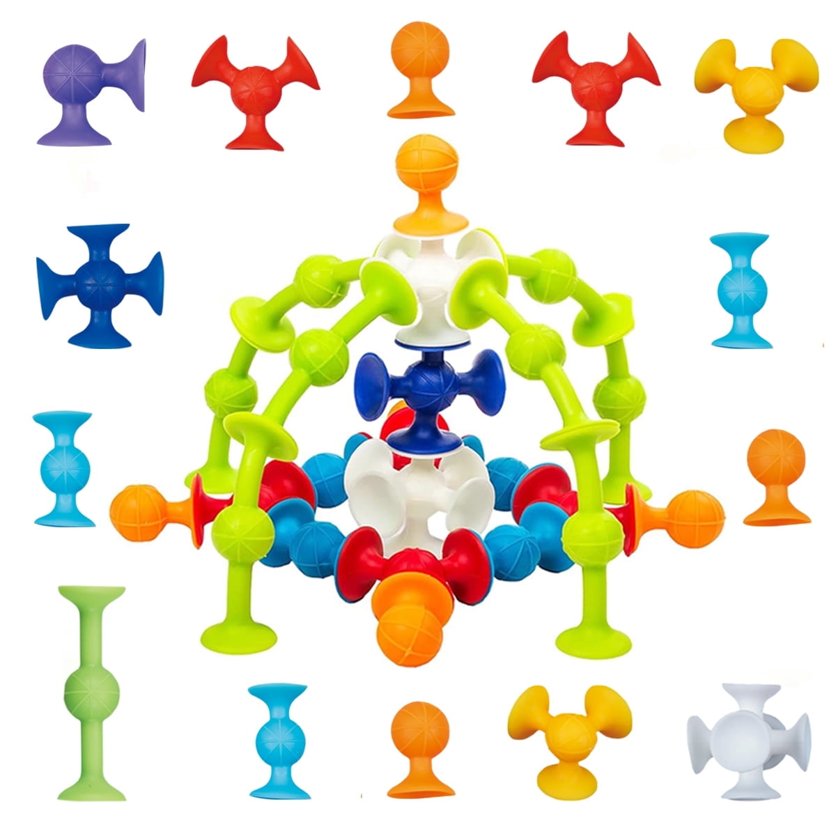 Baby Bath Suction Cup Toy, Sensory Toy for Kid Aged 4-8,40PCS Window Toy No Hole Bathtub Toy,Educational Gift for 3 4 5 Years Old Boys Girls
