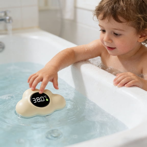 Baby Bath Thermometer Floating Digital Water Temperature Gauge with LED Display, Sensor for Infant Bath, Pool, and Nursery Use