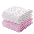 thumbnail image 1 of Baby Muslin Bath Towels, Super Soft  Absorbent 100% Cotton Blanket, Multi-Use Swaddle Receiving Blanket for Newborns, Toddlers, Kids & Adults, Baby Shower Gift, 2 Pack, Large 41.5x41.5 in(White+Pink), 1 of 10