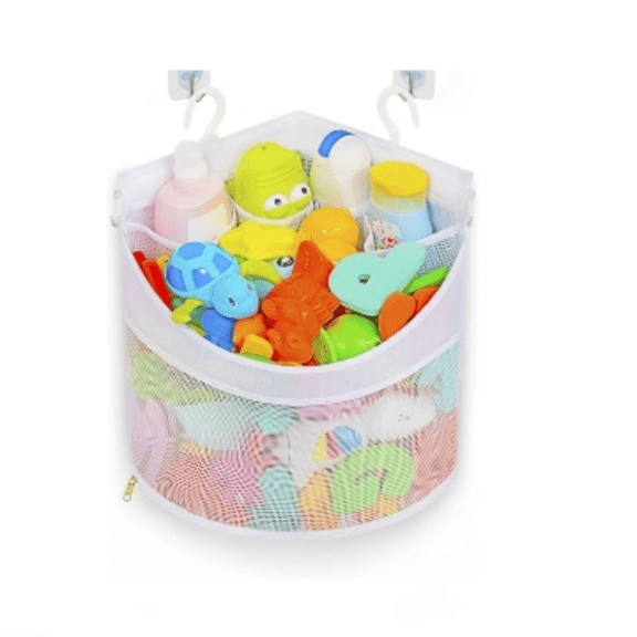 Baby Bath Toy Organizer, Quick Drying and Mould Proof, Corner Hang-Suspension Holder, Large Capacity Multi Use Shower Caddy (White)