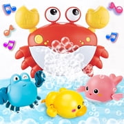 Baby Bath Toys Bath Bubble Maker Machine with Music, Red Crab Bathtub Toys With 3 wind-up Water Toys for toddlers
