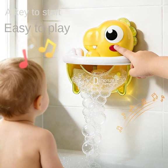 Baby Bath Toys Dinosaur Bubble Machine with Music, Bathtub Bubble Maker for Toddlers 1-3 Years, Fun Shower Wall Toy for Boys Girls, Birthday Gift for Age 1 2 3, Perfect for Bath Time Play