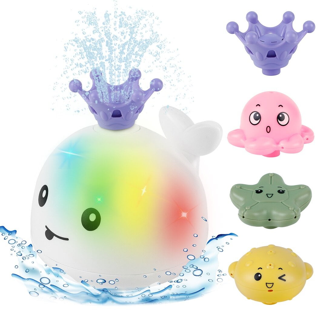 Baby Bath Toys, Light Up Whale Bath Toys Sprinkler Bathtub Toys with 4