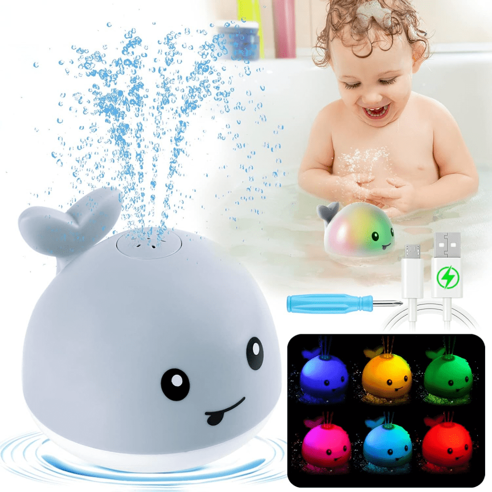 Baby Bath Toys, Rechargeable Baby Toys Whale, Light Up Bath Toys ...