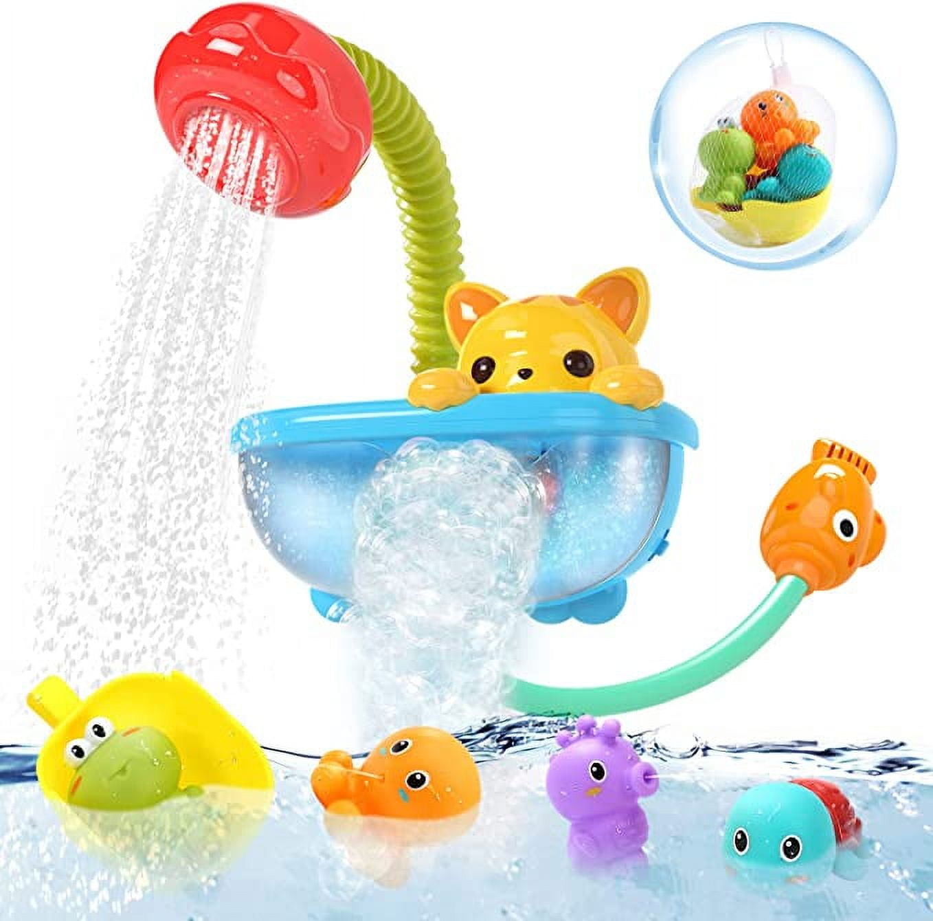 Dynaming 15 Pcs Baby Bath Toys, Toddlers Bathtub Water Pool Toy Floating  Boats Stacking Cups Cute Animals for Bathroom 1 2 3 Years Kids Gifts