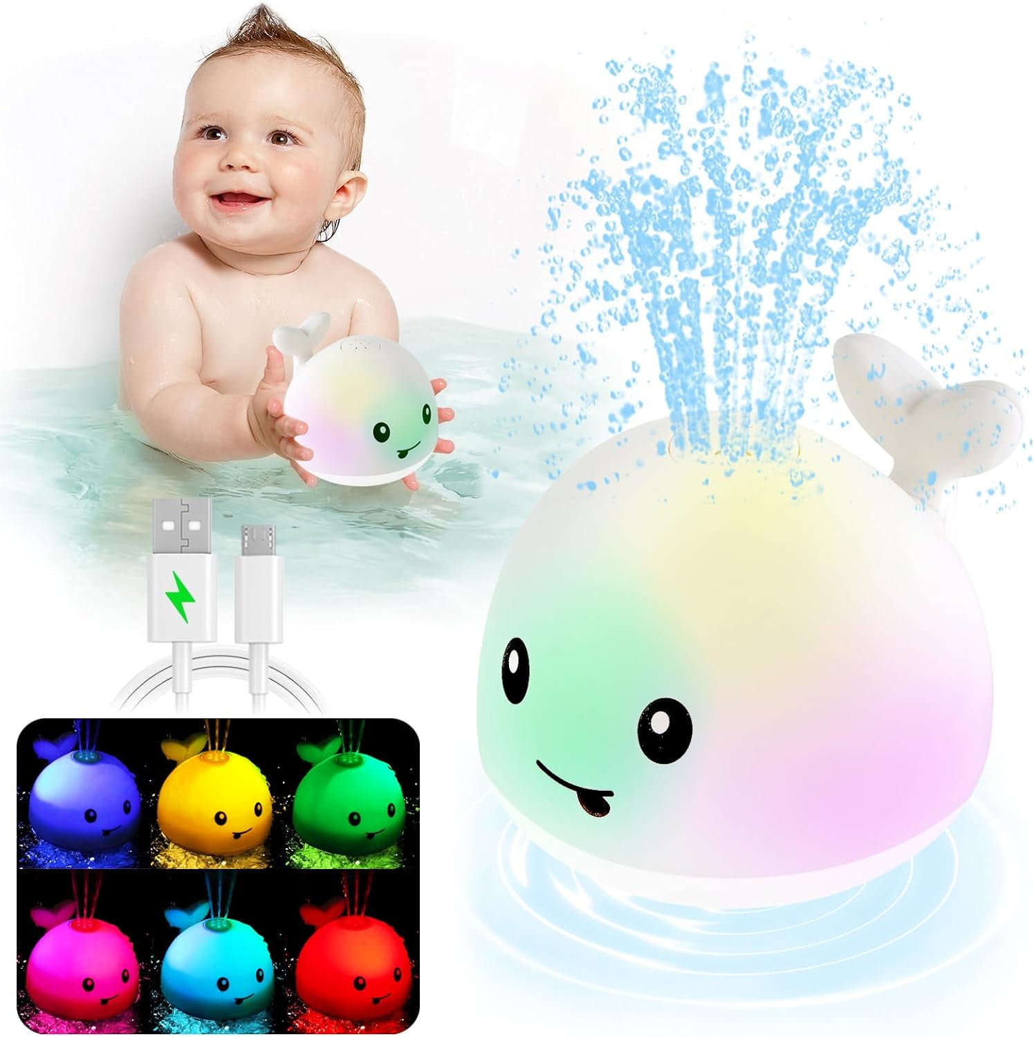 Baby Bath Toys, Toddler Bath Toys for Kids Ages 1-3, Light Up Whale ...