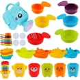 thumbnail image 1 of Baby Bath Toys, Toddlers Bathtub Toys, 16 PCS Mold Free Bath Toys for Kids with Floating Boats, Watering Can, Water Cup Set& Bath Spoons, Bathtub Water Pool Toys for Babies and Toddlers, 1 of 5