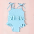 thumbnail image 1 of Baby Swimsuits Blue Girls Swimsuit 1 Piece Sleeveless Quick Dry School Swimming Lessons Summer Beach Bathing Suit 3-6 Months, 1 of 4