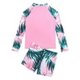 thumbnail image 1 of Baby Bathing Suit Girl Kids Toddler Girls' Long Sleeve Sun Protection Quick Dry Leaf Prints Swimsuit Swimwear Toddler Bathing Suit Light Pink 7 Years-8 Years, 1 of 4