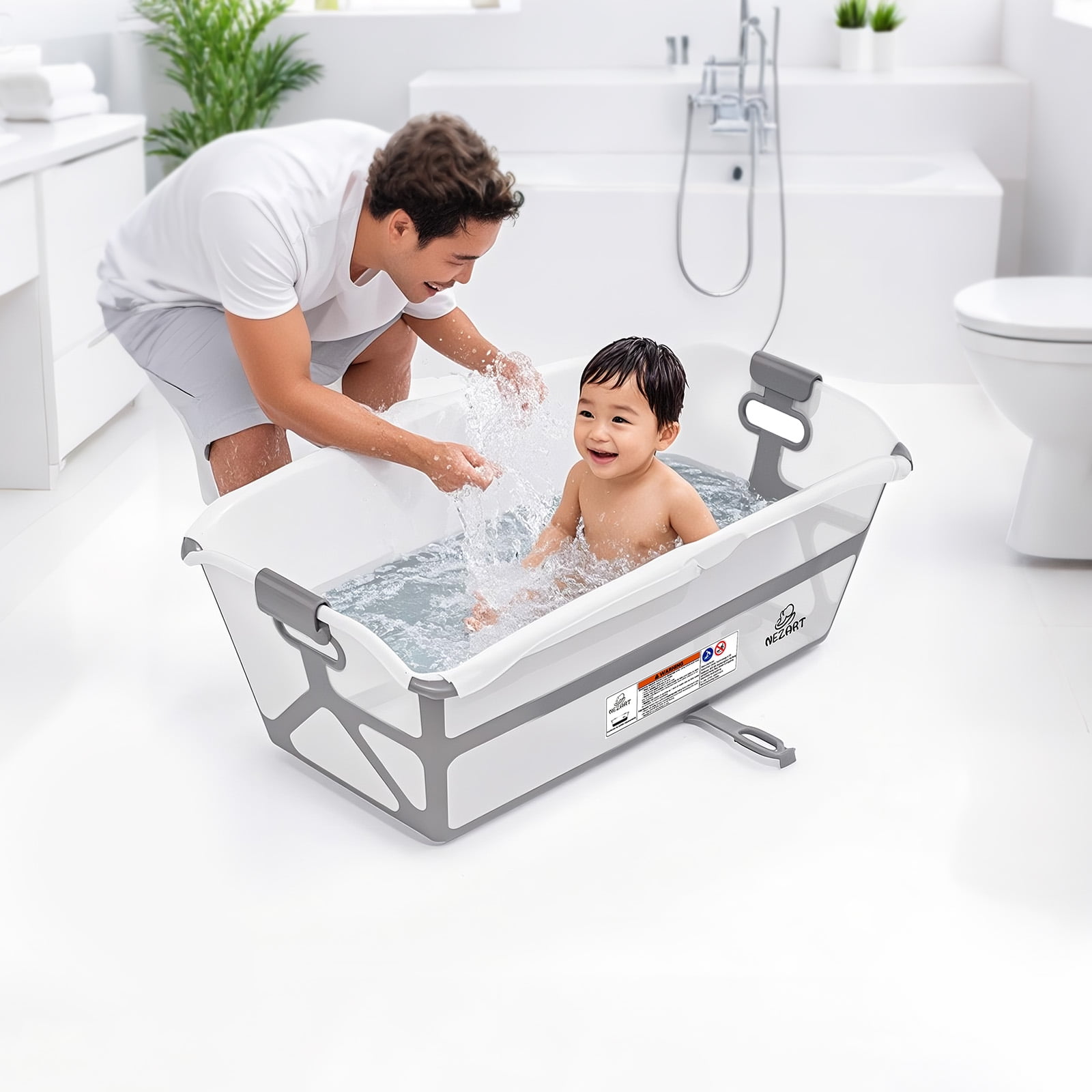 Spacious Foldable Baby Bathtub - Lightweight & Easy to Store - Convenient to Use at Home or Traveling