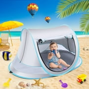 Baby Beach Tent - Youth Baby Beach Tent, Large Pop Up Beach Tent Sun Shade for Beach,Portable Baby Travel Tent with Mosquito Net,Indoor Baby Play Tent,UPF 50+ UV Protection Sun Shelters(Blue)