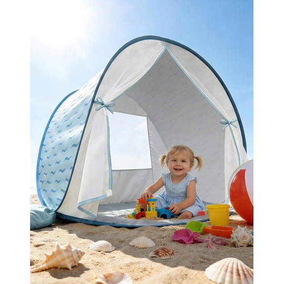Baby Beach Tent with Pop-Up Design UPF 50+ Sun Protection and Mosquito Net Portable Outdoor Shade