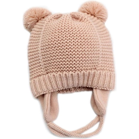 Baby Beanie Earflaps Hat - Infant Toddler Girls Boys Soft Warm Knit Hat Kids Winter Hat with Fleece Lining