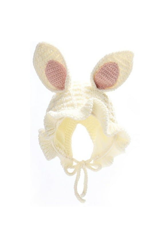 Baby Beanie Easter Bunny Hat Crochet Bonnet Hat Earflap Pilot Hats Rabbit Ears Beanie Cap Winter Warm Knit Caps for Toddlers Baby Girls and Boys