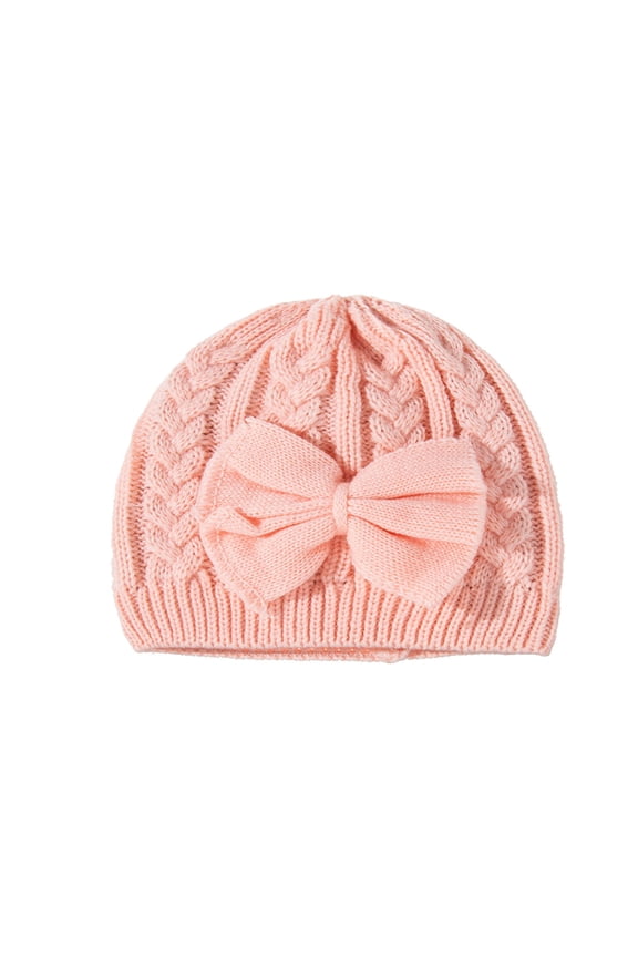 Baby Beanie Hat For Winter With Earfalp Cute Bear Kids Toddler Girls Boys Warm Knit Cap-Pink