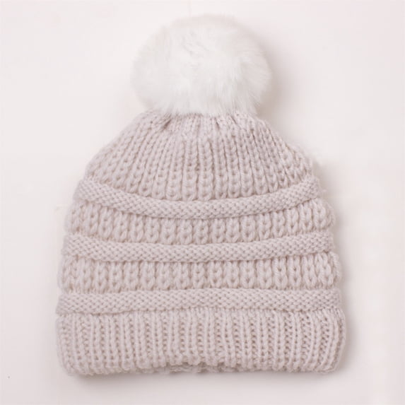 Baby Beanie Hat Toddler Winter Hat with Pom pom Cut Baby Lined Hat Warm Knitted Hats for Little Boys Girls