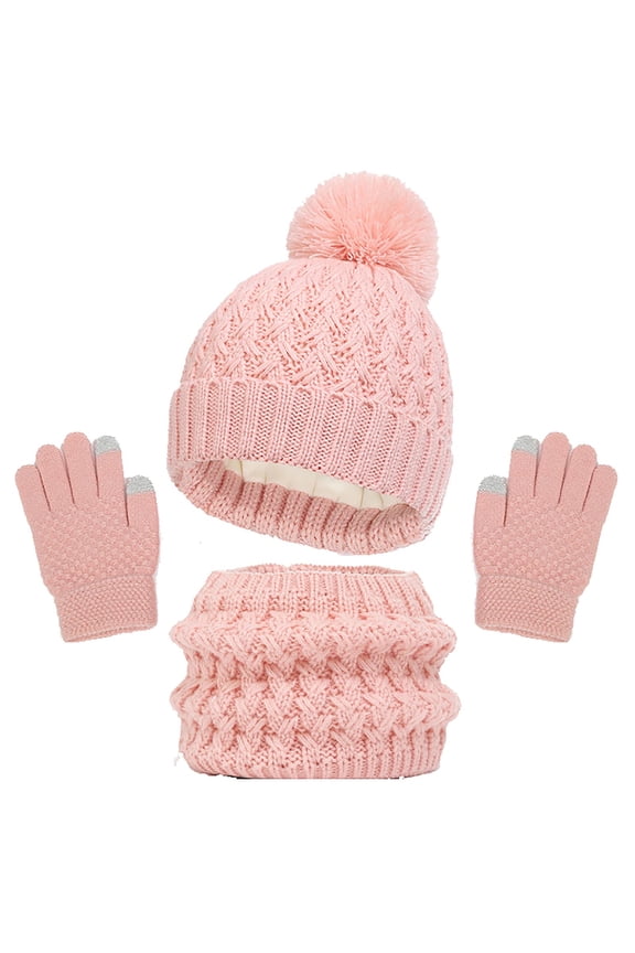 Baby Beanie Mittens Scarf Set Fashion Stripe Toddler Girls Boys Winter Hat and Gloves Neck Warmer Knit Set with Fleece Lining