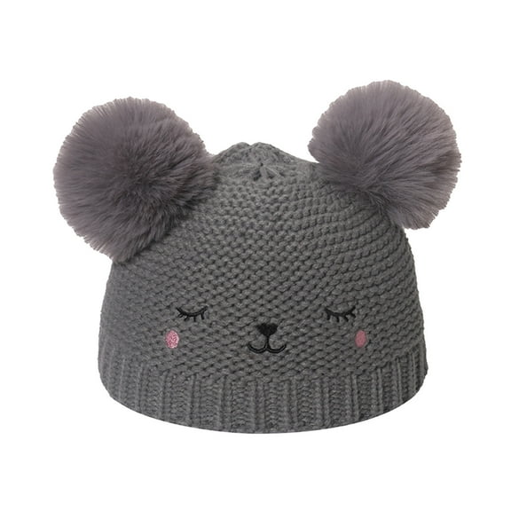 Baby Beanie Winter Hat with Bear Ear for Toddler Boys Girls Soft Knitted Skull Cap,Color:Grey