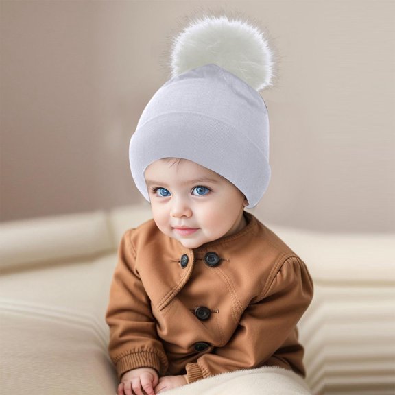 Baby Beanies Kids Warm Windproof Knitted Beanie Hats for Cold Weather Baby Winter Hat 1-2 Years