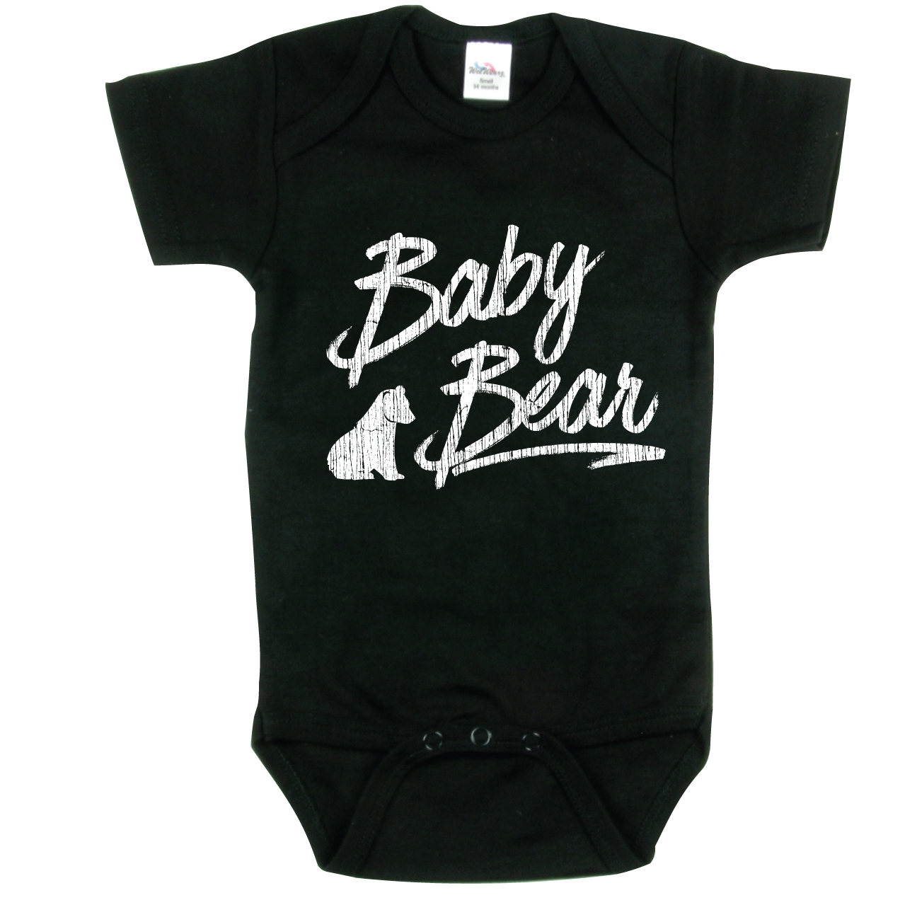 Baby Bear Bodysuit, Little Brother Bodysuit with Bear, Black 36 m
