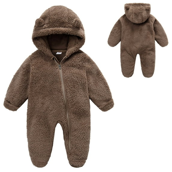 Baby Bear Snowsuit Cute Cartoon Animal Outfit Hooded Romper Outfits Baby Girl Clothes Winter for Baby Boys 3-6 Months