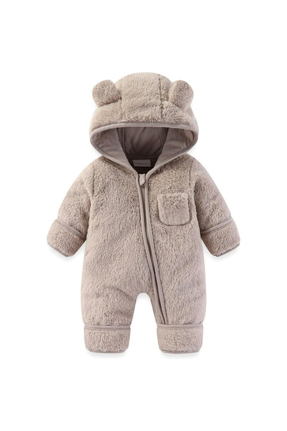 Baby Bear Fleece Snowsuit Cute Design Cartoon Animal Outfit Infant Snowsuit Baby Outfit Homewear 0-3 Months