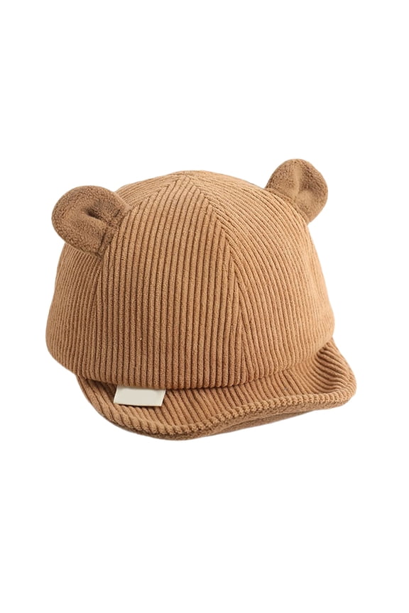 Baby Bear Hat Soft Cartoon Bear Bonnet Corduroy Ideal for Sensitive Skin Suitable for Boys and Girls