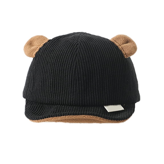 Baby Bear Hat Soft Cartoon Bear Bonnet Corduroy Ideal for Sensitive Skin Suitable for Boys and Girls