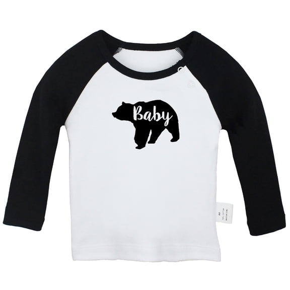 Baby Bear Novelty T shirt For Baby, Newborn Babies T-shirts, Infant Tops, 0-24M Kids Graphic Tees Clothing (Long Black Raglan T-shirt, 12-18 Months)