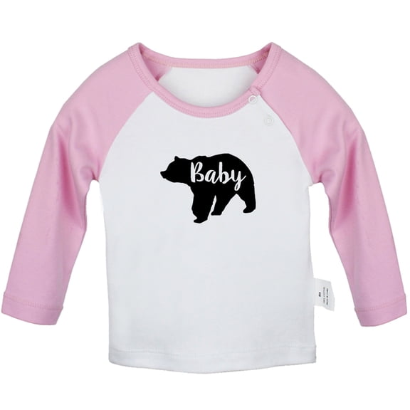 Baby Bear Novelty T shirt For Baby, Newborn Babies T-shirts, Infant Tops, 0-24M Kids Graphic Tees Clothing (Long Pink Raglan T-shirt, 18-24 Months)