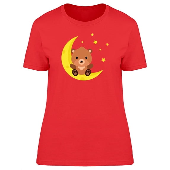 Baby Bear On The Moon Cartoon T-Shirt Women -Image by Shutterstock, Female Small